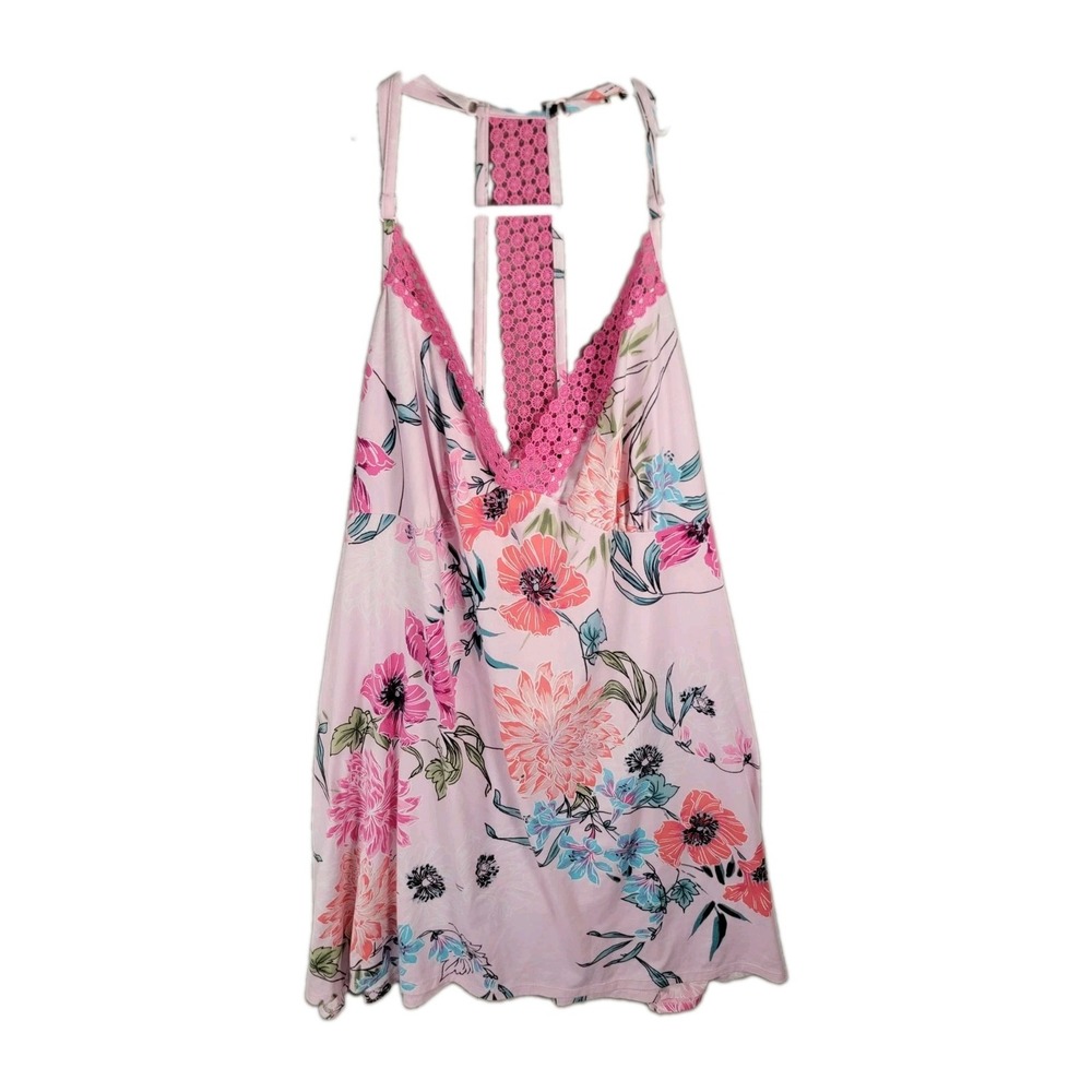 Secret Treasures Chemise Nightgown 3X 22W 24W Pink Floral Lace Racerback Sleep
